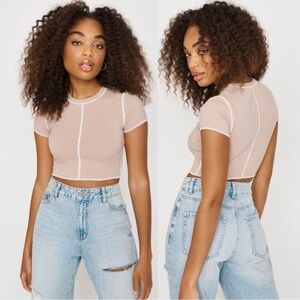 Garage Exposed Seams Stormi CropTee Toffee Beige Brown size S